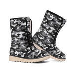 Black White And Grey Digital Camo Print Winter Boots