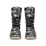 Black White And Grey Digital Camo Print Winter Boots