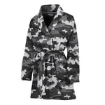 Black White And Grey Digital Camo Print Women's Bathrobe