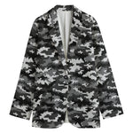 Black White And Grey Digital Camo Print Women's Blazer