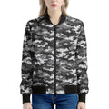 Black White And Grey Digital Camo Print Women's Bomber Jacket