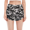 Black White And Grey Digital Camo Print Women's Split Running Shorts