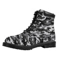 Black White And Grey Digital Camo Print Padded Collar Lace Up Boots