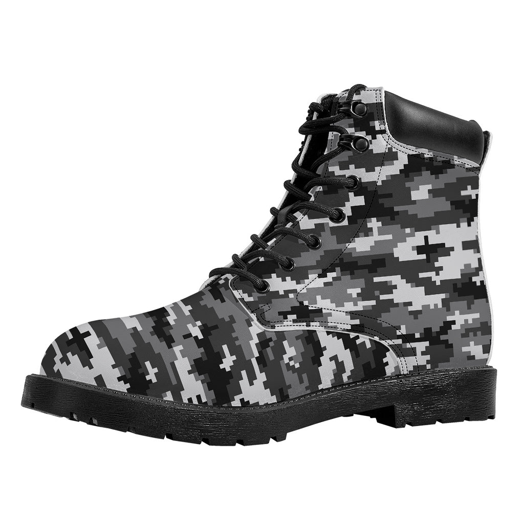 Black White And Grey Digital Camo Print Work Boots