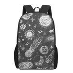 Black White Galaxy Outer Space Print 17 Inch Backpack