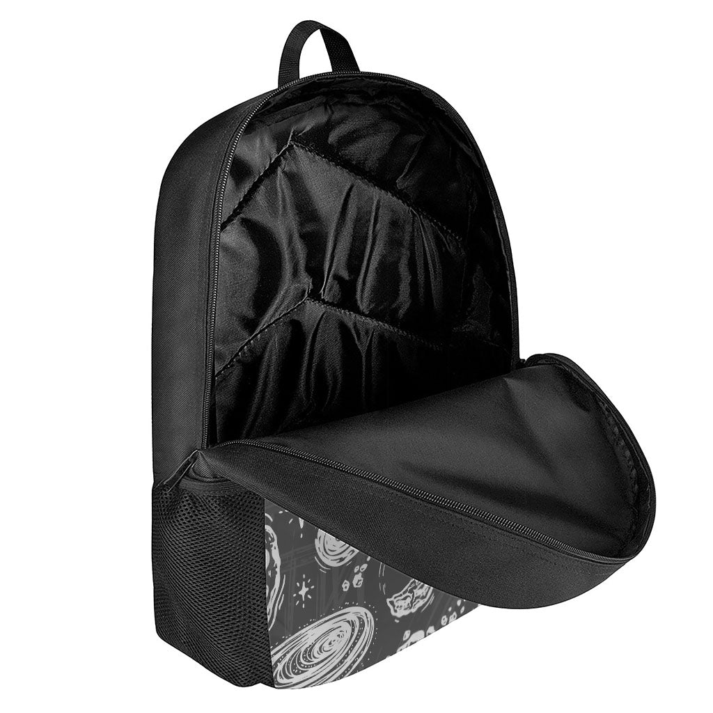Black White Galaxy Outer Space Print 17 Inch Backpack