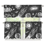 Black White Galaxy Outer Space Print 3 Piece Kitchen Curtains