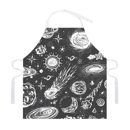 Black White Galaxy Outer Space Print Adjustable Apron