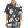 Black White Galaxy Outer Space Print Aloha Shirt