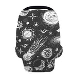 Black White Galaxy Outer Space Print Baby Seat Cover