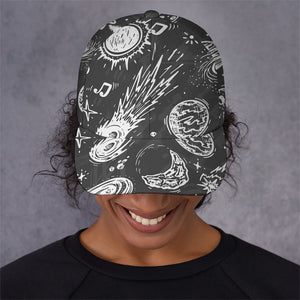 Black White Galaxy Outer Space Print Baseball Cap