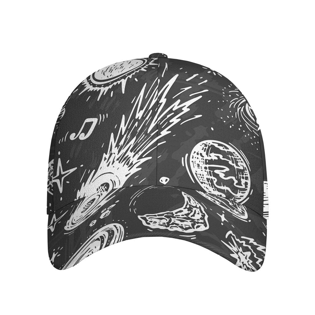 Black White Galaxy Outer Space Print Baseball Cap