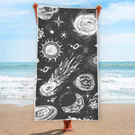 Black White Galaxy Outer Space Print Beach Towel