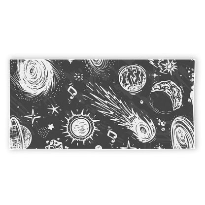 Black White Galaxy Outer Space Print Beach Towel