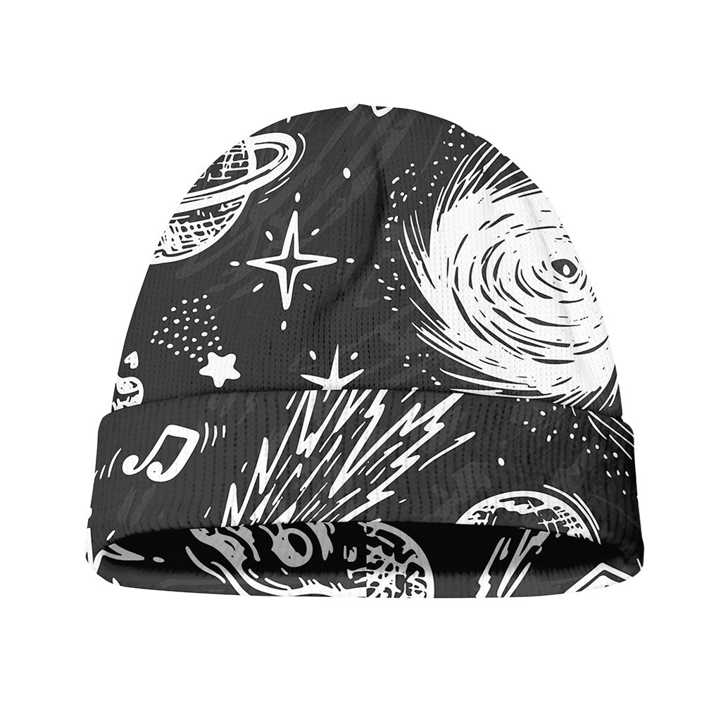 Black White Galaxy Outer Space Print Beanie