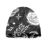Black White Galaxy Outer Space Print Beanie