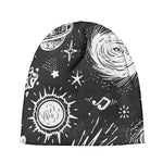 Black White Galaxy Outer Space Print Beanie