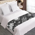 Black White Galaxy Outer Space Print Bed Runner