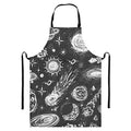Black White Galaxy Outer Space Print Bib Apron With Pocket