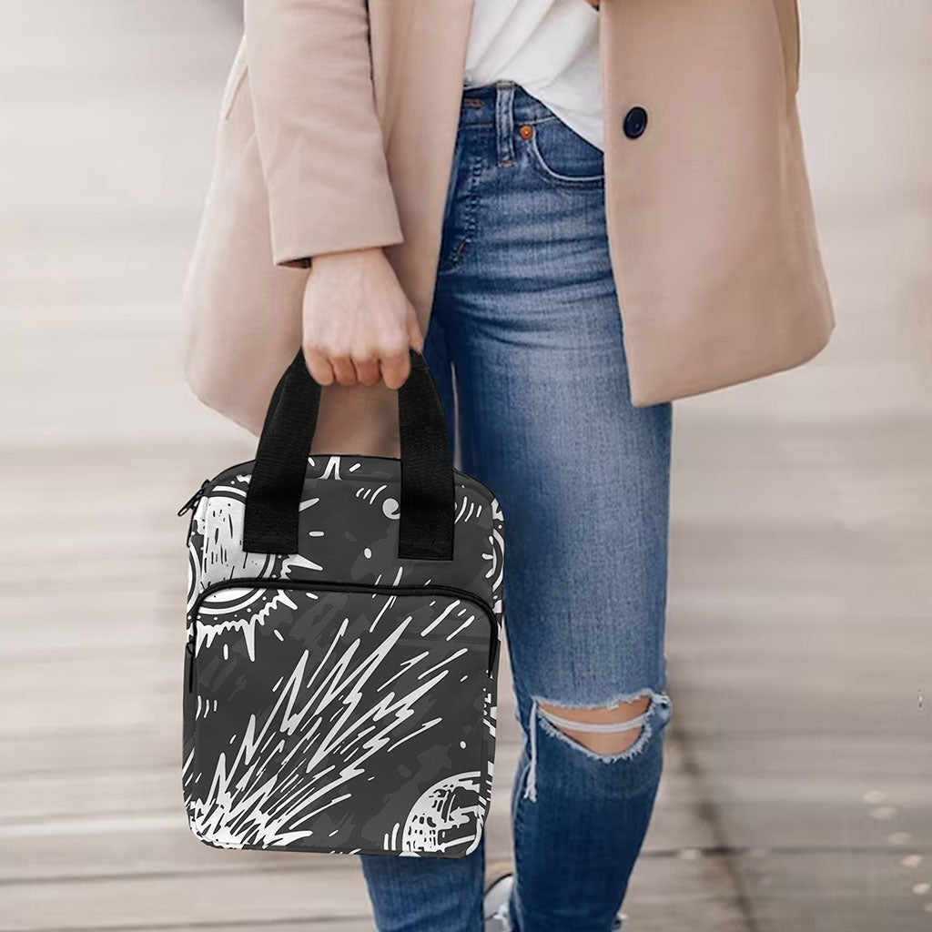 Black White Galaxy Outer Space Print Bible Tote Bag