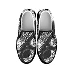 Black White Galaxy Outer Space Print Black Slip On Sneakers