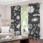Black White Galaxy Outer Space Print Blackout Grommet Curtains
