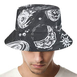 Black White Galaxy Outer Space Print Bucket Hat