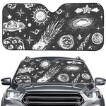 Black White Galaxy Outer Space Print Car Windshield Sun Shade