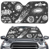 Black White Galaxy Outer Space Print Car Windshield Sun Shade