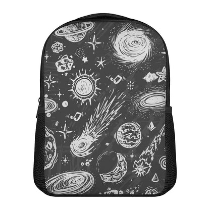 Black White Galaxy Outer Space Print Casual Backpack