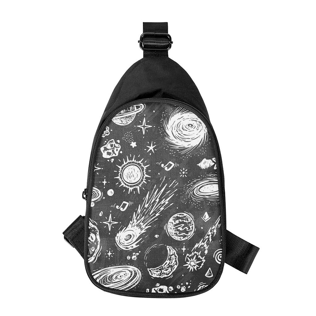 Black White Galaxy Outer Space Print Chest Bag