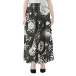 Black White Galaxy Outer Space Print Chiffon Maxi Skirt