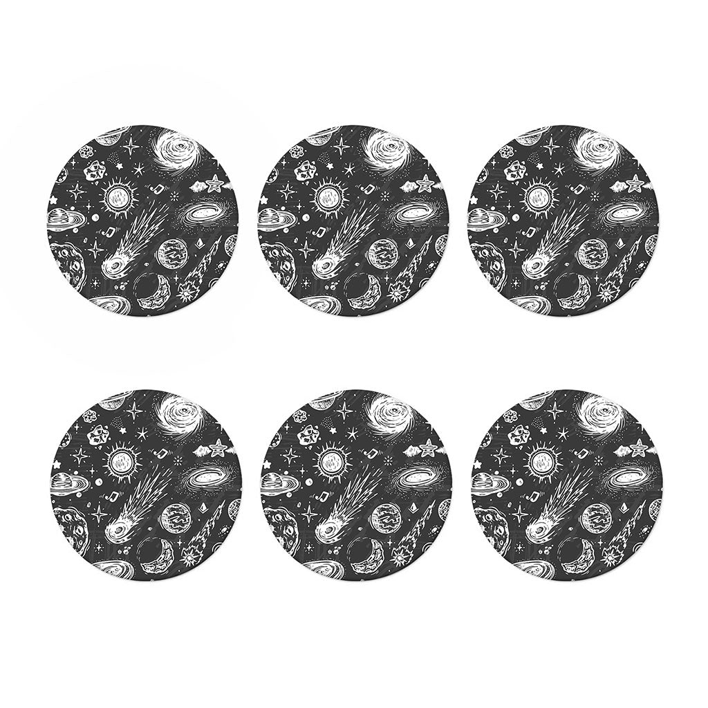 Black White Galaxy Outer Space Print Coaster Set
