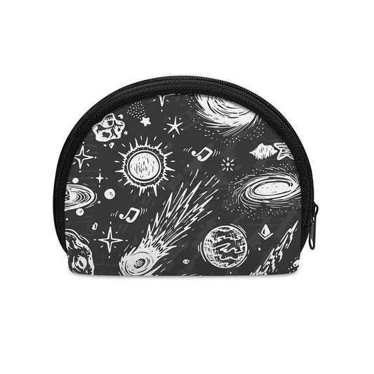 Black White Galaxy Outer Space Print Coin Purse