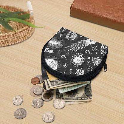 Black White Galaxy Outer Space Print Coin Purse