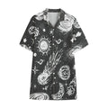Black White Galaxy Outer Space Print Cotton Hawaiian Shirt