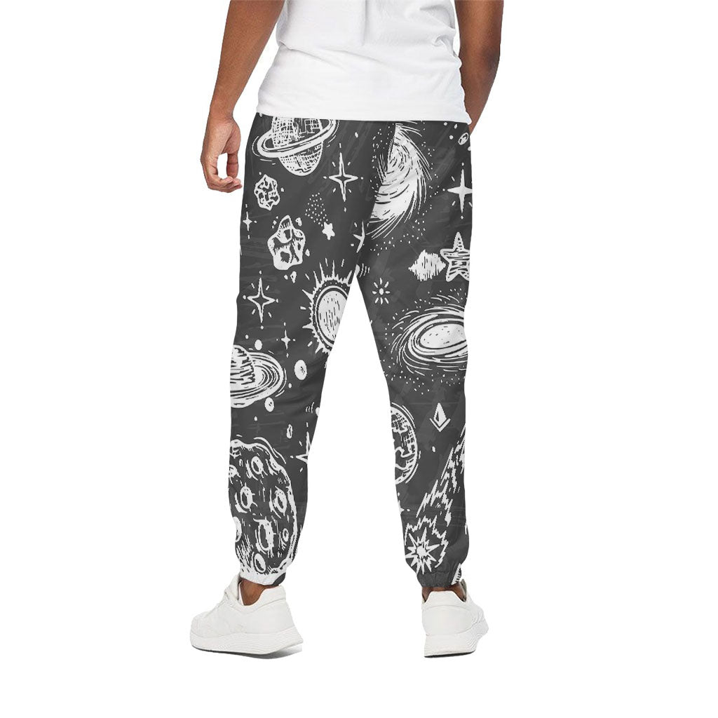 Black White Galaxy Outer Space Print Cotton Pants