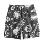 Black White Galaxy Outer Space Print Cotton Shorts