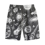 Black White Galaxy Outer Space Print Cotton Shorts