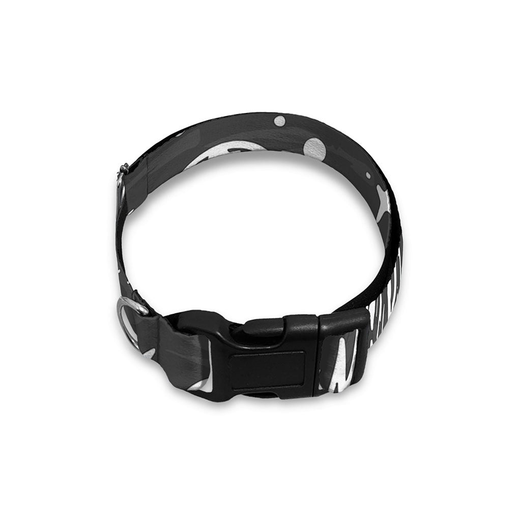 Black White Galaxy Outer Space Print Dog Collar