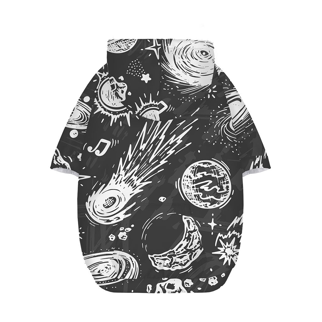 Black White Galaxy Outer Space Print Dog Zip Up Hoodie