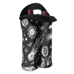 Black White Galaxy Outer Space Print Double Neoprene Wine Tote