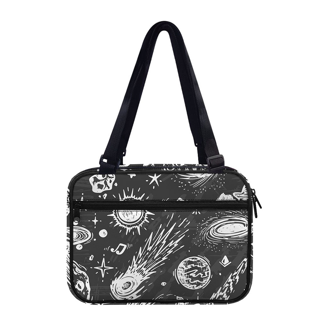 Black White Galaxy Outer Space Print Double Strap Bible Bag