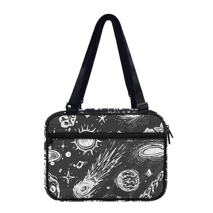 Black White Galaxy Outer Space Print Double Strap Bible Bag