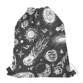 Black White Galaxy Outer Space Print Drawstring Bag
