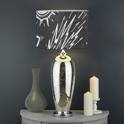 Black White Galaxy Outer Space Print Drum Lamp Shade