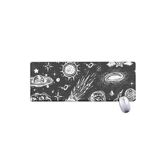 Black White Galaxy Outer Space Print Extended Mouse Pad