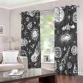 Black White Galaxy Outer Space Print Extra Wide Grommet Curtains