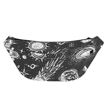 Black White Galaxy Outer Space Print Fanny Pack