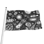 Black White Galaxy Outer Space Print Flag